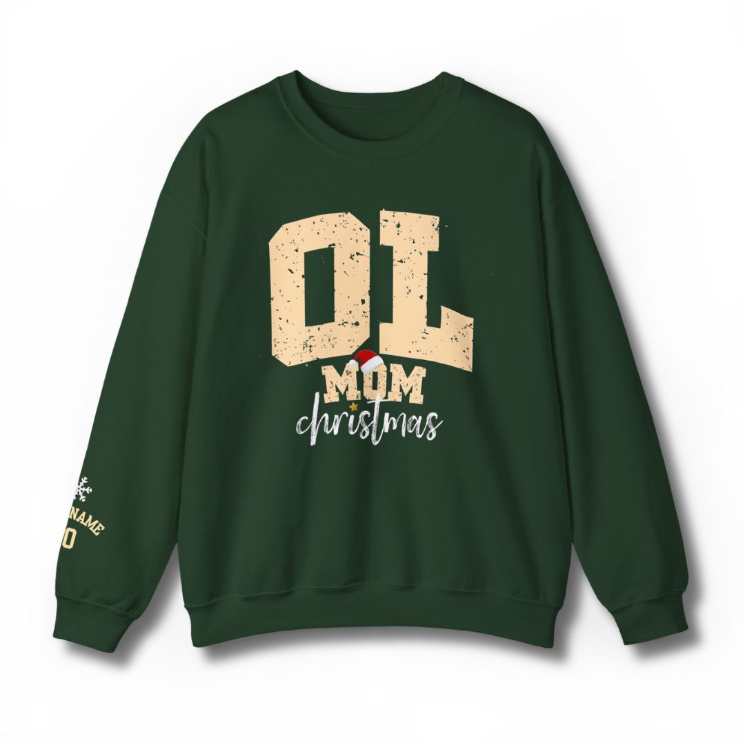 OL Mom Christmas Sweatshirt - Forest Green with Vintage Design