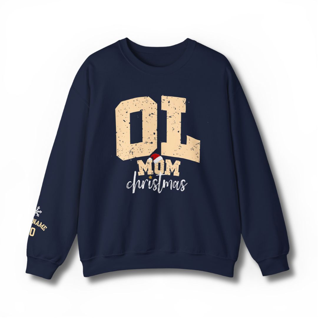 Navy Blue Offensive Line Mom Holiday Sweatshirt - Personalized