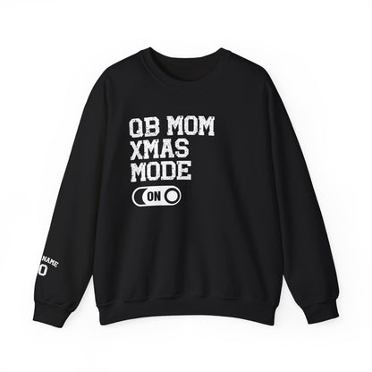 Black sweatshirt with white text on a white background