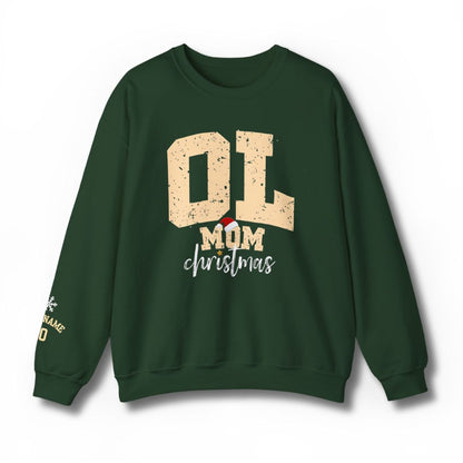 OL Mom Christmas Sweatshirt - Forest Green with Vintage Design