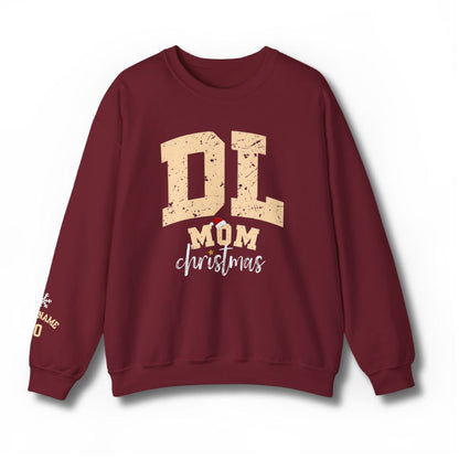 DL Mom Christmas Sweatshirt - Garnet Red with Vintage Design