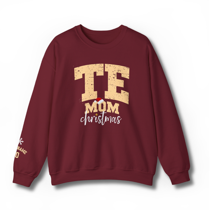 TE Mom Christmas Sweatshirt - Garnet Red with Vintage Design