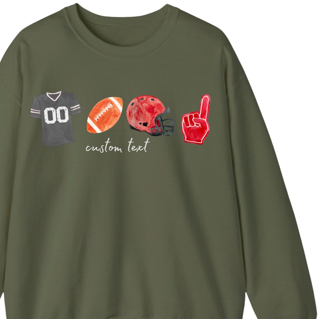 Custom Football Sweatshirt - Your Numbers Your Color